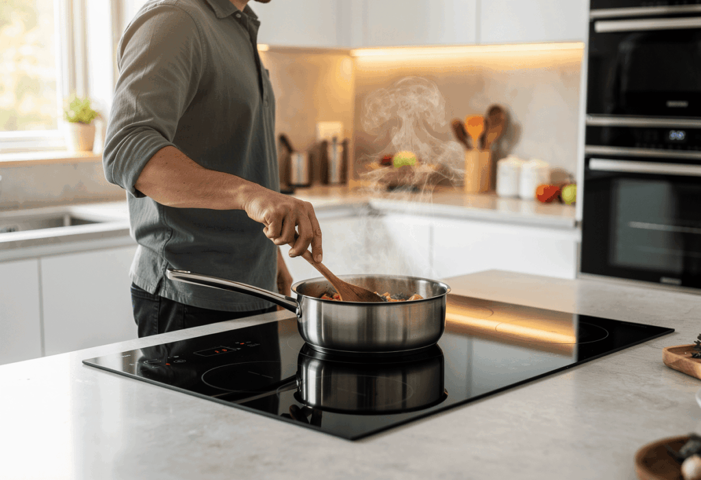 une personne cuisinant dans une casserole