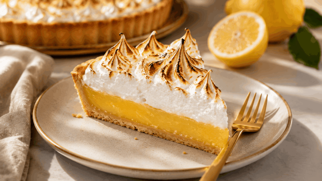 une part de tarte au citron meringuée