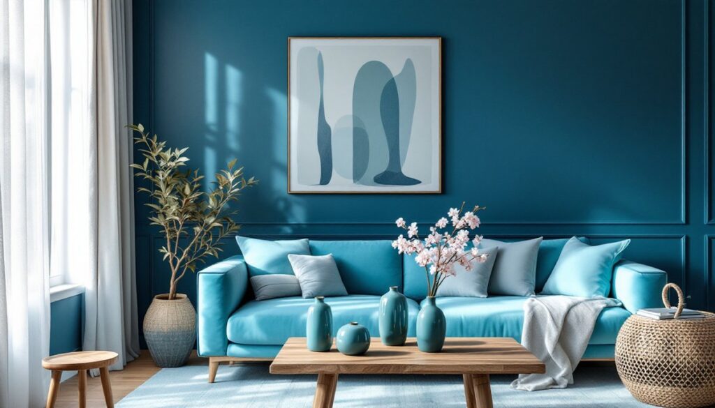 nuances de bleu en déco